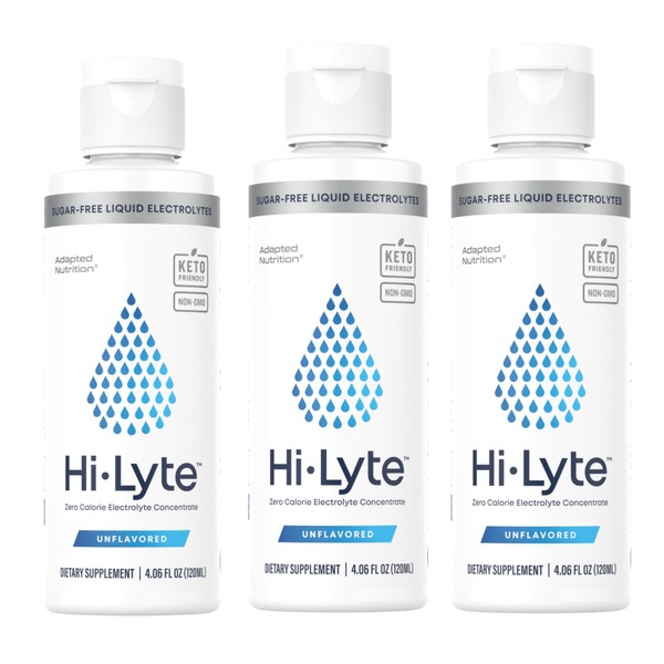 Hi-Lyte Concentrate Electrolyte Supplement for Immune Support and Rapid Hydration (3 Bottles) | NO Calories NO Sugar | 20%+ More Potassium, Magnesium & Zinc | 144 Servings