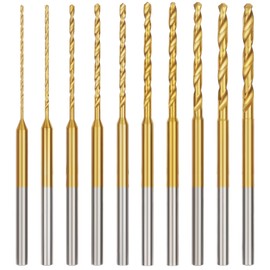 Ainiv 10Pcs Mini Twist Drill Bit Set, Micro Engraving Drill Bits, 0.6mm-2.2mm, 2.35mm Diameter Shank Titanium Coated Tiny Drill Bit, for Wood Resin Plastic Keychain Pendant Earring Jewelry Making
