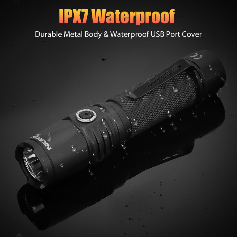 NICRON 1000 Lumens Rechargeable Tactical Flashlight: Led Flashlight Small, Bright,