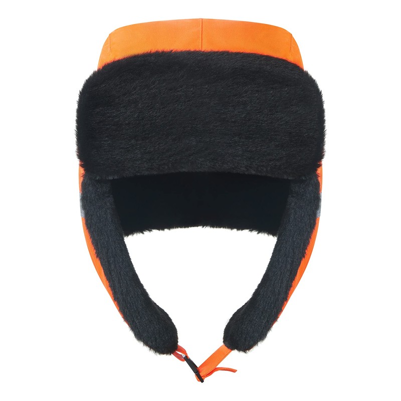 AYKRM Orange Wooly hat High Visibility Viz Keep Warm Trapper