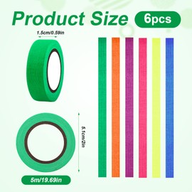 LUTER 6 Rolls Fluorescent Tape, Colored Neon Tape Glow Tape in the Dark Luminous Tape Reflective Flagging Tape Roll Bulk for Home Office for Party Festival Decoration