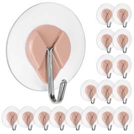 evron 304 Stainless Steel Wall Hooks, Self Adhesive Utility Hooks for Hanging Heavy Duty 30lbs (18Pcs Tan, Water-Drop)