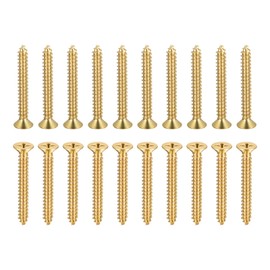 DTGN M5x40mm(DxL) Brass Phillips Wood Screws - 20Pack - Good for Wood Crafts, Furniture - Countersunk Head Self-Tapping Screw - Brass Tone