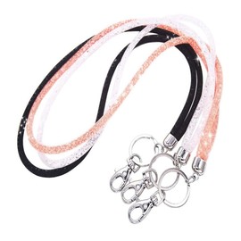 Healeved 3pcs Neck Bling for Crystal Badge Clasp Lanyard Id Pendant Rhinestone Car Chain Rope Holder Keys