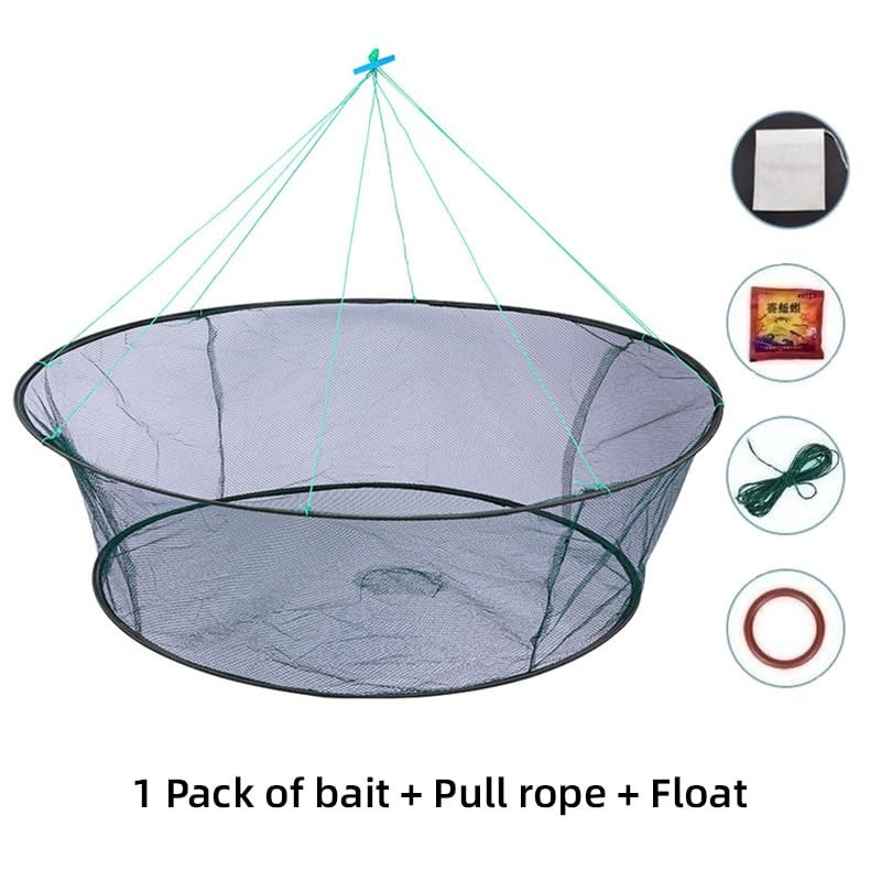 AIMALL Folding Round Fishing Nets with Bait Bag, Hand Throwing