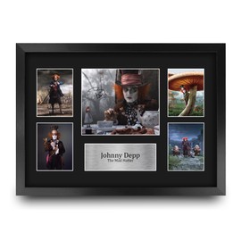 HWC Trading Johnny Depp Alice in Wonderland The Mad Hatter 16 x 12 inch (A3) Printed Gifts Signed Autograph Picture Display for Movie Memorabilia Fans - 16" x 12" Framed