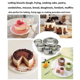 12 Pieces Round Cookie Cutters Set Circle Pastry Cutters Stainless Steel Circle Biscuit Pastry Cutters for Baking 1.2 Inch Height (Round Edge, 12Pcs(1-4.5inch))