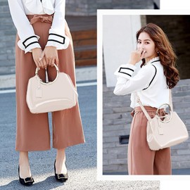 AINUOEY 76609 Women's Handbag, Elegant Bag, Handbag, Vintage PU Leather, 1-Piece Set, White (not exactly white), Adjustable strap