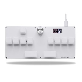 BTXETUEL SayoDevice CM51 Rapid Trigger Keyboard for OSU!、djmax... Rhythm Game with OUTEMU Hall Magnetic Linear Switches with Knob Custom Programmable Keypad (White-OUTEMU Pink Switches, CM51)