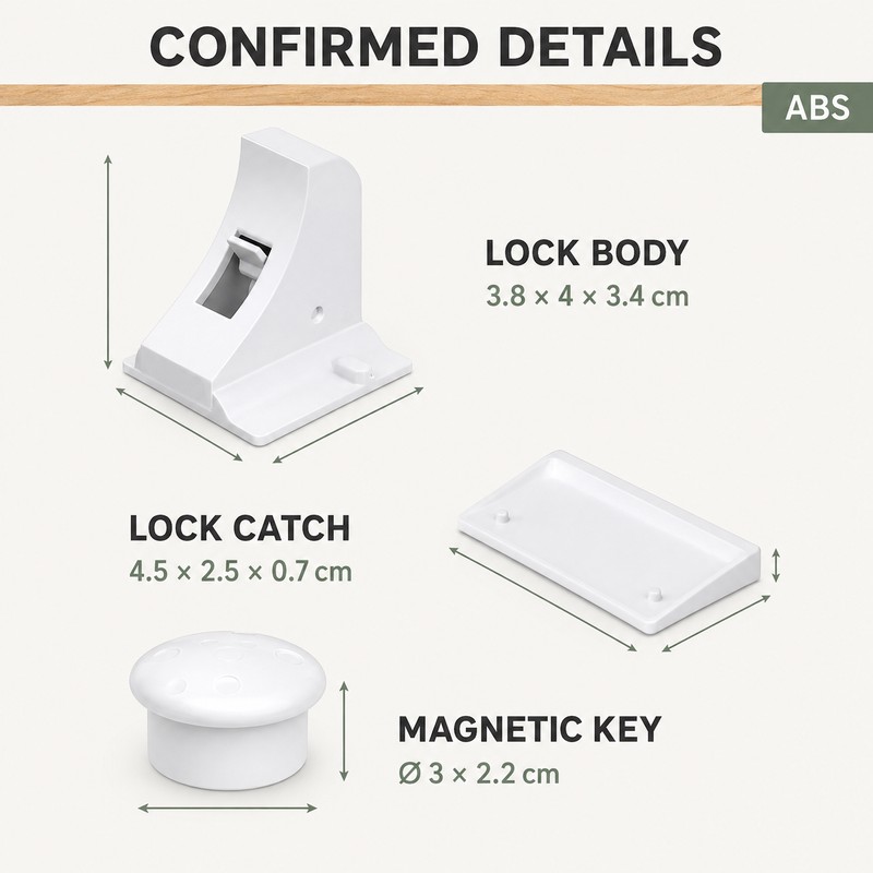 Invisible Magnetic Cabinet Safety Lock with Adhesive Mount & Key