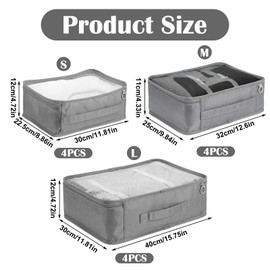 12 Pcs Packing Cubes for Suitcase, 3-Sizes Luggage Packing Organizers for Travel Accessories Hiking Camping Backpacking Clothes(Grey, L, M, S Size)