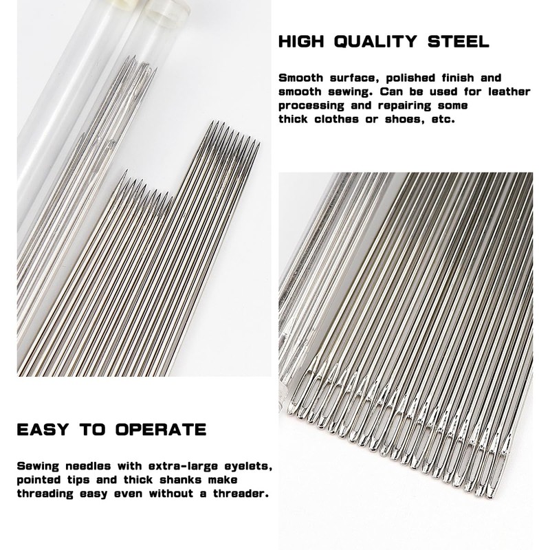LNQ LUNIQI Long Darning Needles with Large Eye, 20 Sticks