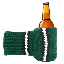 FunisFun Beer Mitten Gloves, Knit Stitched Drink Mitt Holder for White Elephant Gag Gift Tailgating Idea