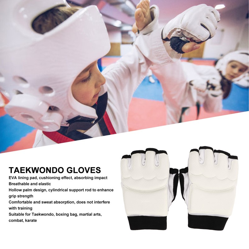 1 Pair Taekwondo Gloves Breathable Elastic Half Finger Kickboxing Boxing