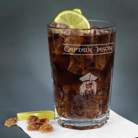 Herz & Heim® Pirate Design Long Drink Glass with Free Engraving of the Name