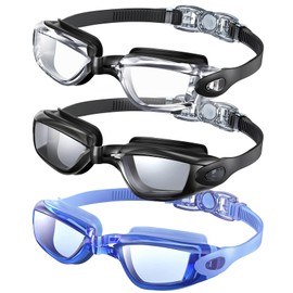 CIFOYA Swim Goggles 3 Pack, Swimming Goggles No Leaking Anti Fog UV Swim Glasses For Adult Men Women Youth