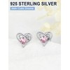 Infinity Heart Earrings for Women Sterling Silver Pink Crystal Birthstone