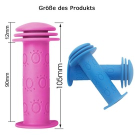 Voarge Children's Bicycle Grips, 22 mm Non-Slip Rubber Bicycle Handle, 105 mm Safety End Bicycle Grips for Children's Bicycle, Scooter, Tricycle and Balance Bike (Blue)
