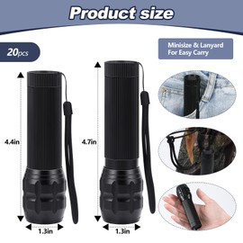 VIHOSE 20 Pack 4.7 Inch LED Emergency Handheld Flashlight Waterproof Metal Mini Flashlight Set with 3 Modes Batteries Not Included for Party Camping Power Outage Gift to Christmas