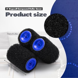 Threlaco 6 Pcs 4 Inch Drywall Compound Roller Set Heavy Duty Drywall Texture Putty Roller Brush Black for Applying Wall Compound