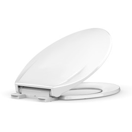 Toilet Seat, Elongated Toilet Seat with Quick-Release And Quick-Attach, Plastic Toilet Seat with Soft Close, Never Loosen, Easy Install and clean - White