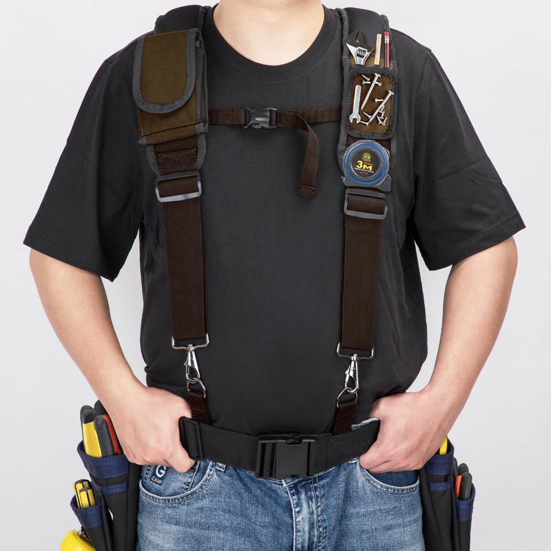 UMYLOV Tool Belt Suspenders for Men, Adjustable Padded Carpenter Tool