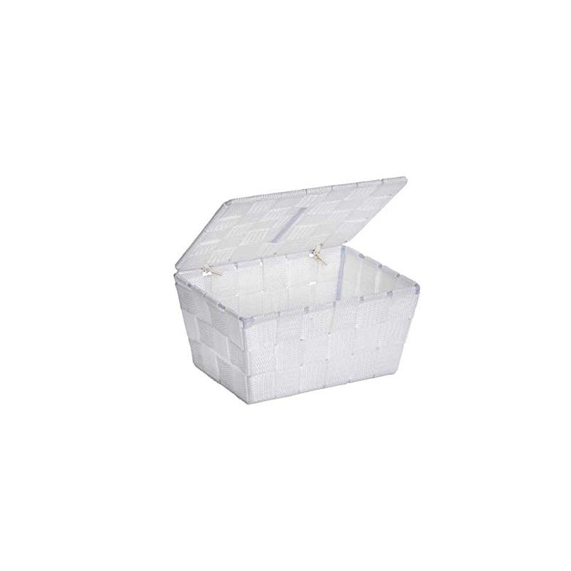 Wenko Adria Storage Basket with Lid, White, 14 x 19