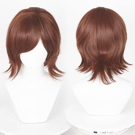 KiyaCos Shaggy Layered 80s Mullet Wolf Cut Wig 37cm Brown Short Wolf Tail Cosplay Wig