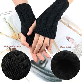 Winter Fingerless Gloves - Women Knit Arm Warmers Thumb Hole Gloves Half Knitted Warm Weave Gloves