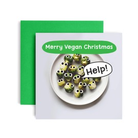 Huxters Christmas Cards for Women Men – Vegan Christmas Happy Christmas Card for him and her Family Christmas Holiday – Dad Mum Brother Sister Auntie Uncle Daughter holiday laughter card