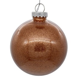 Vickerman 4" Clear Ball Christmas Ornament with Rose Gold Glitter Interior. This Item Comes with 6 Ornaments per Unit.