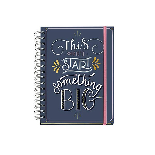 MIQUELRIUS 2021 Happy Letters Annual Diary - Spanish, Week View, Size 155 x 213 mm (~A5), Paper 90 g, Rigid Cover Lined Cardboard, Blue, Something Big