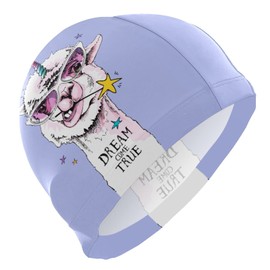 Dallonan Swimming Cap Funny Llama Rainbow Unicorn Unisex Adult Swim Cap Polyester