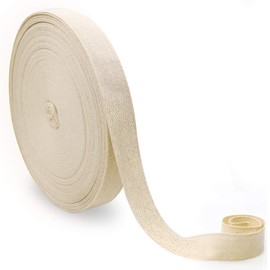 Teemico 1 Roll of 55 Yards Natural Cotton Twill Tape Ribbon Herringbone Ribbon (Beige, 2.5 cm)