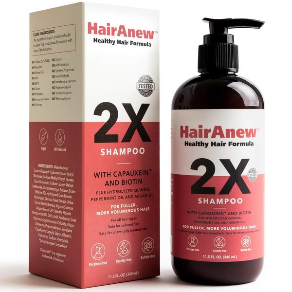 HairAnew Hair Growth Shampoo For Thicker, Stronger Hair | Perfect For Thin or Thinning Hair | Biotin Shampoo with Organic Argan Oil | Works for Women & Men, All Hair Types | Sulfate Free & Color Safe