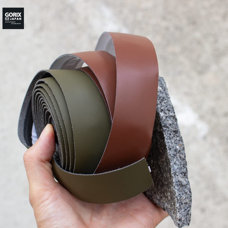 GORIX Road Bike Bar Tape Leather (GX-GLB) Brown Bicycle Grip