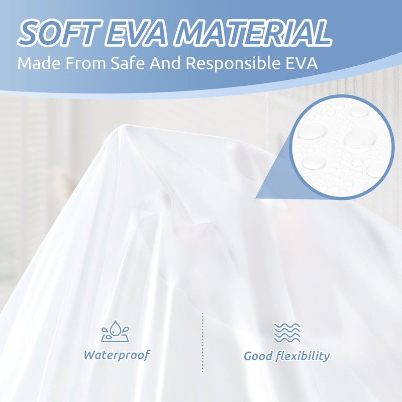 downluxe Waterproof White Shower Curtain Liner - EVA Soft Plastic