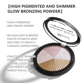 Move Highlighter Powder Makeup Palette 5 Colors Shimmer Glitter Highlighter Palette High Pigment Face Illuminator Makeup Set(Light）