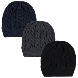 Hudson Baby Baby Infant Toddler Knitted Caps 3pk, Black Blue