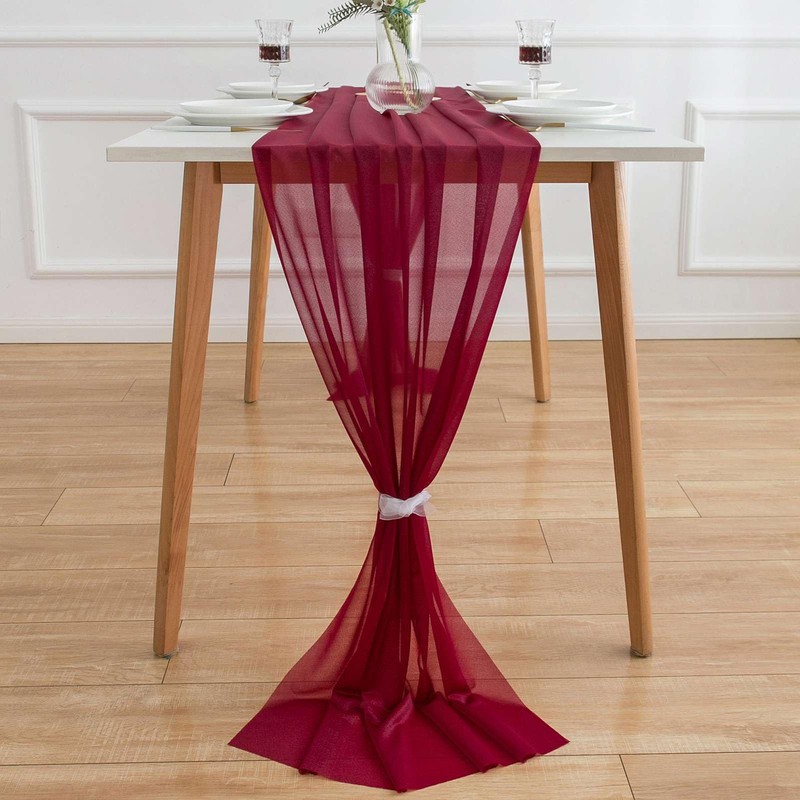 AOKSUNOVA Table Runner Chiffon Bordeaux Red 70 x 400 cm