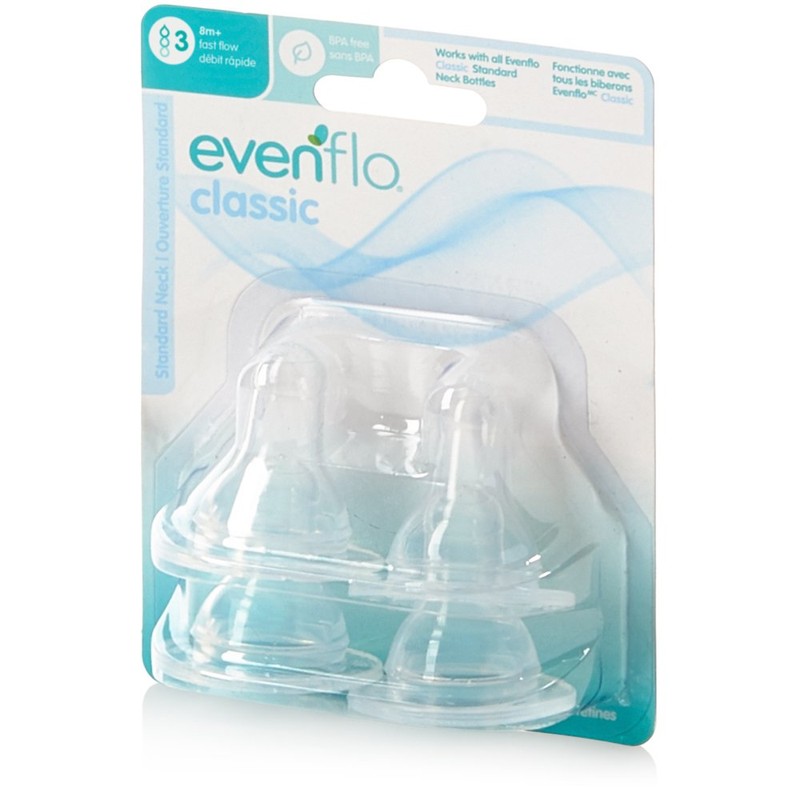 Evenflo Classic Fast Flow Silicone Nipples 4 ea, Clear