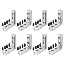 sourcing map L-Shape Interior Joint Bracket, 8Set Inside Corner Connectors with M6 Screws for 4040 Series Aluminum Extrusion Profile (Silver)
