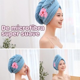 Toalla Mágica Doble Capa Secado Rápido Microfibra Cabello Ducha Turbante Grueso Envoltura Cabeza Gorro de Ducha Mágico Toalla Alta Calidad (Azul)