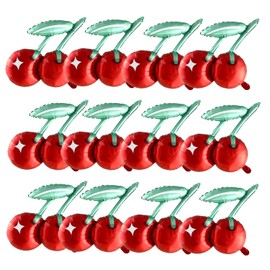 12 Pcs Cherry Balloons Foil Cherry Theme Summer Fruit Balloons Cherry Party Decorations for Wedding Birthday Party Supplies Fruit Summer Cherry Birthday
