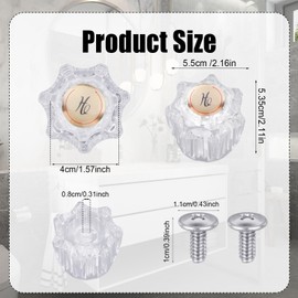 Goktvai 2pcs Clear Shower Knob Replacement Kits, Acrylic Faucet Handles with Screws Transparent Bathtub Knobs Compatible with Delta Delex Peerless & LDRCC