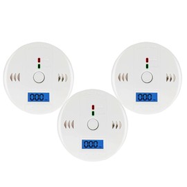 Carbon Monoxide Detector, Carbon Monoxide Alarm, CO Detector with LCD Digital Display, Battery Powered, Three Pack
