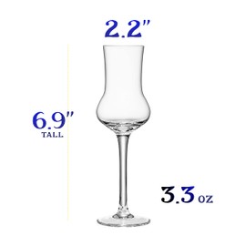 Crystal Limoncello Cordial Glasses | Set of 4 | Tall 3.3 oz Long Stemmed Spirit Glassware for Sipping Aromatic Liquor, After Dinner Drink, Aperitif, Digestive | Elegant Tulip Shaped Stemware