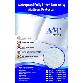 Double Waterproof Fitted Sheet Mattress Protector Non Noisy Breathable Extra Deep Breathable|Anti Allergy|Anti Dust Mite|Anti Sneezing|Anti Itching|Wipe off with Wet cloth (Waterproof Fitted Sheet, Double)