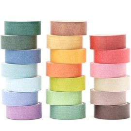 YUBBAEX 20 Rolls Solid Colors Washi Tape Set Pastel Colored Masking Rainbow Decorative Tapes, Designer's Selection