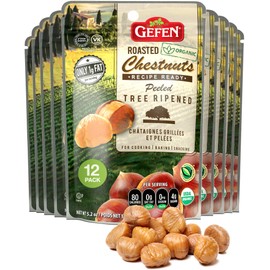 Gefen Organic Whole Peeled and Roasted Chestnuts, 5.2oz (12 Pack) | Chestnuts Peeled and Ready to Eat | Great for Cooking & Baking | Gluten Free | Kosher